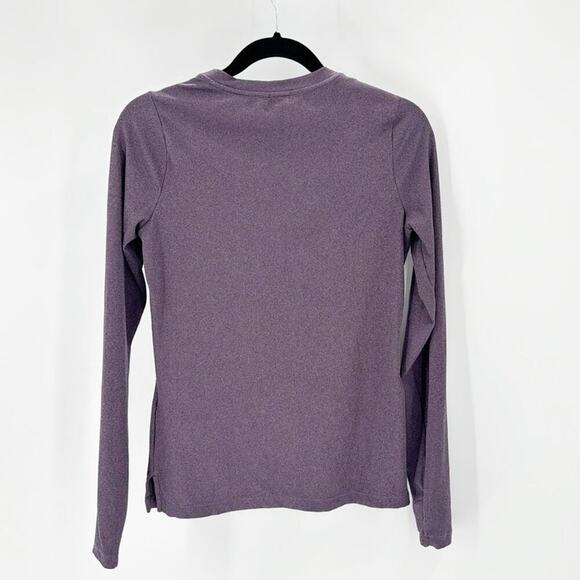 Athleta Untempo Ribbed Henley Long Sleeve Tee purple casual  thumb holes size S - Picture 2 of 8
